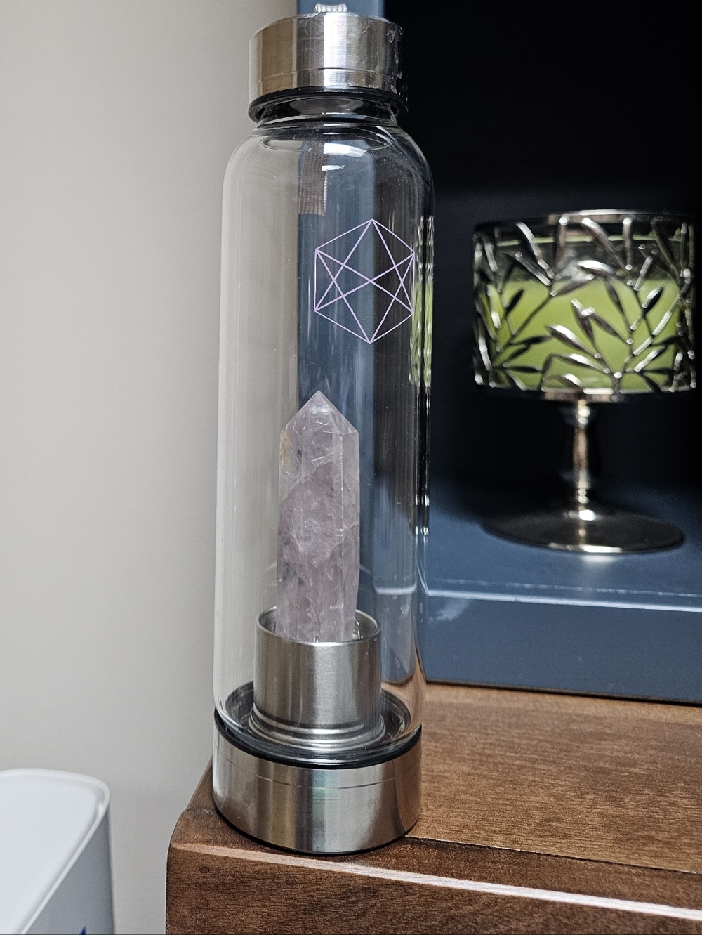 Crystal Infused Glass Water Bottle - Picture 2 of 4